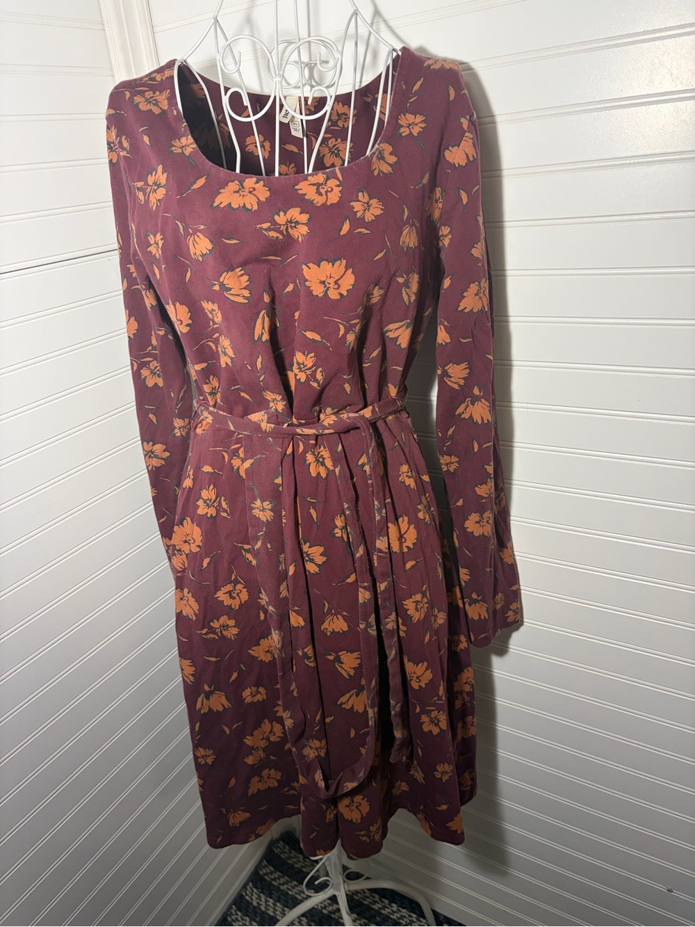 Pact Plum Long-Sleeve Floral Tie-Waist Dress - Picture 2 of 8
